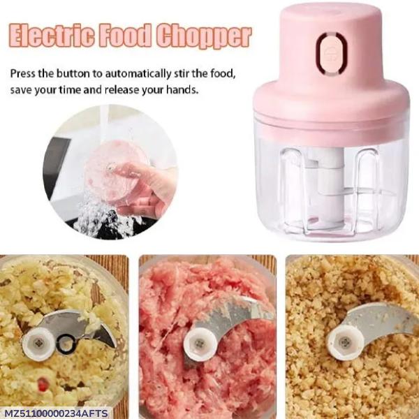 Pink Electric Food Chopper Portable Rechargeable ABS