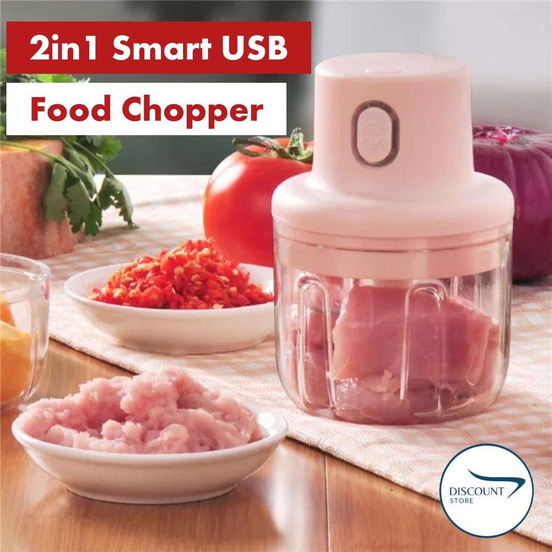 Pink Electric Food Chopper Portable Rechargeable ABS