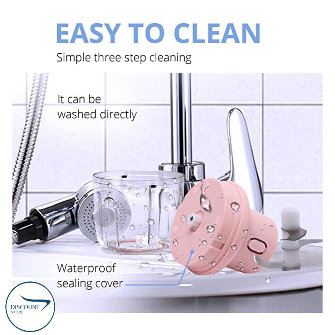 Pink Electric Food Chopper Portable Rechargeable ABS