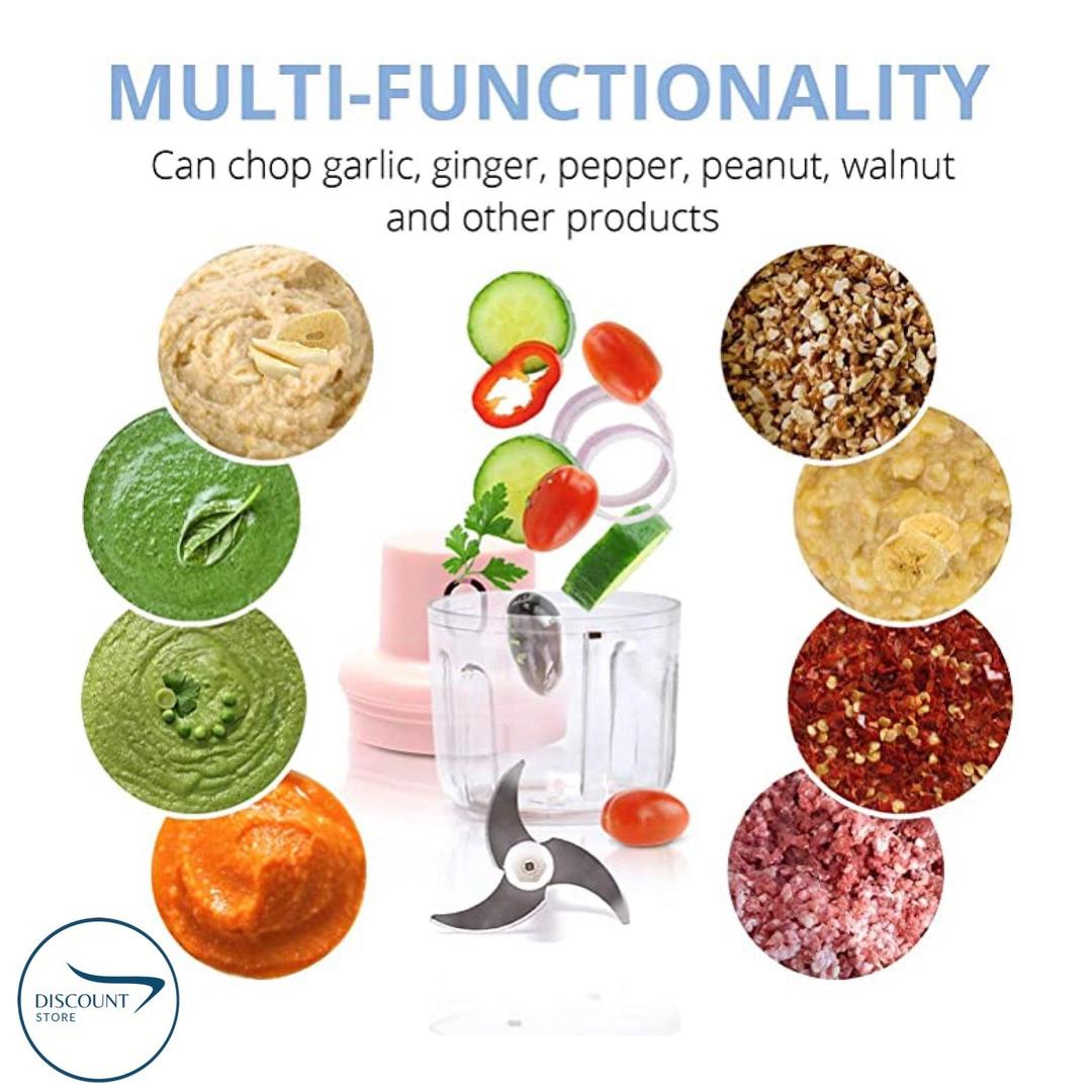 Pink Electric Food Chopper Portable Rechargeable ABS
