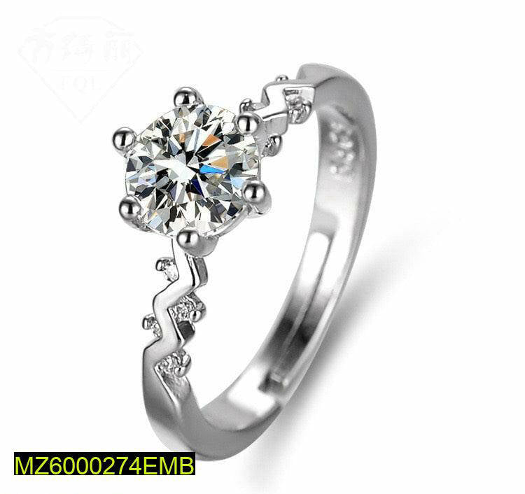 Women's Silver Plated Diamond Ring Adjustable Casual Party Wear