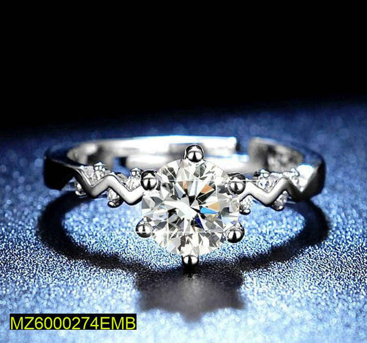 Women's Silver Plated Diamond Ring Adjustable Casual Party Wear