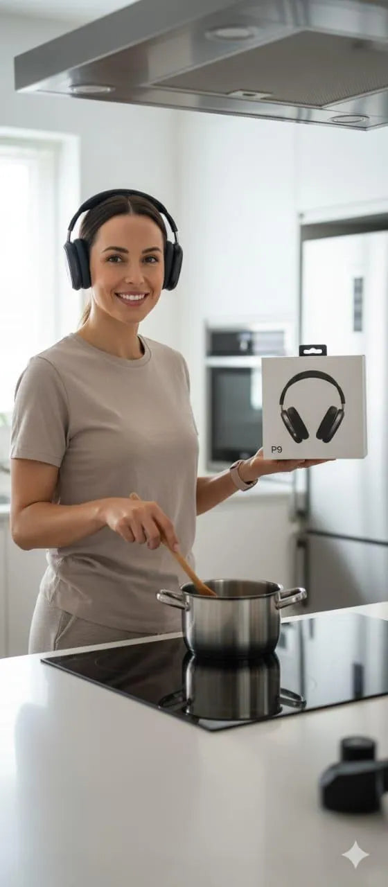 Black headphones Bluetooth with 5 Active Noise Collection