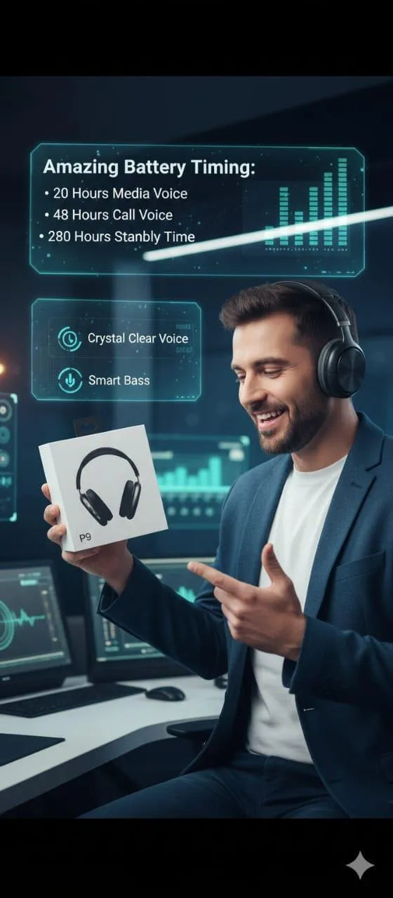 Black headphones Bluetooth with 5 Active Noise Collection